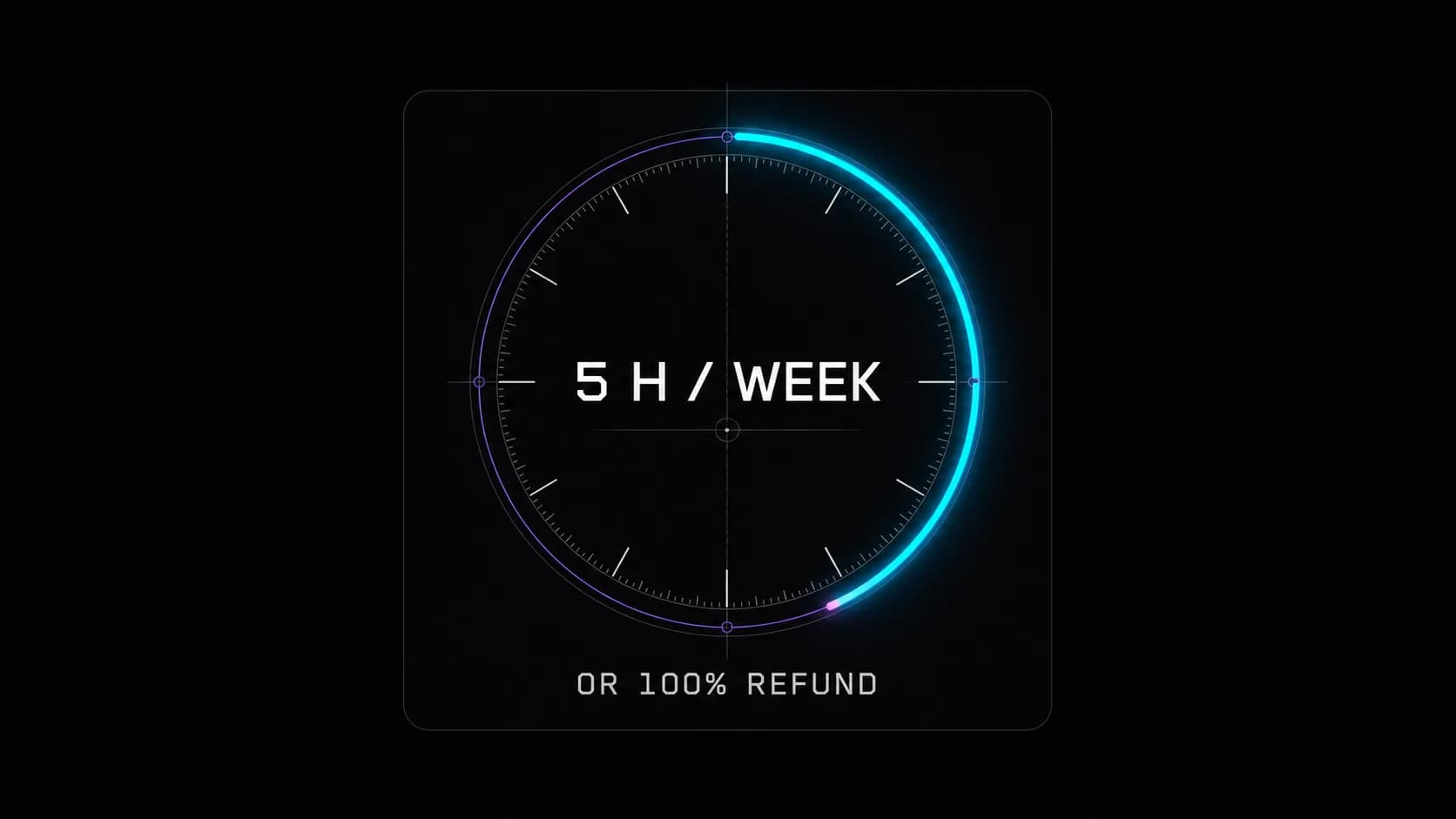 Clock dial marking five hours per week, or a full refund