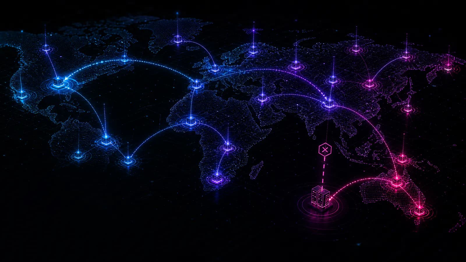 Global data flow topology with distributed storage and processing nodes